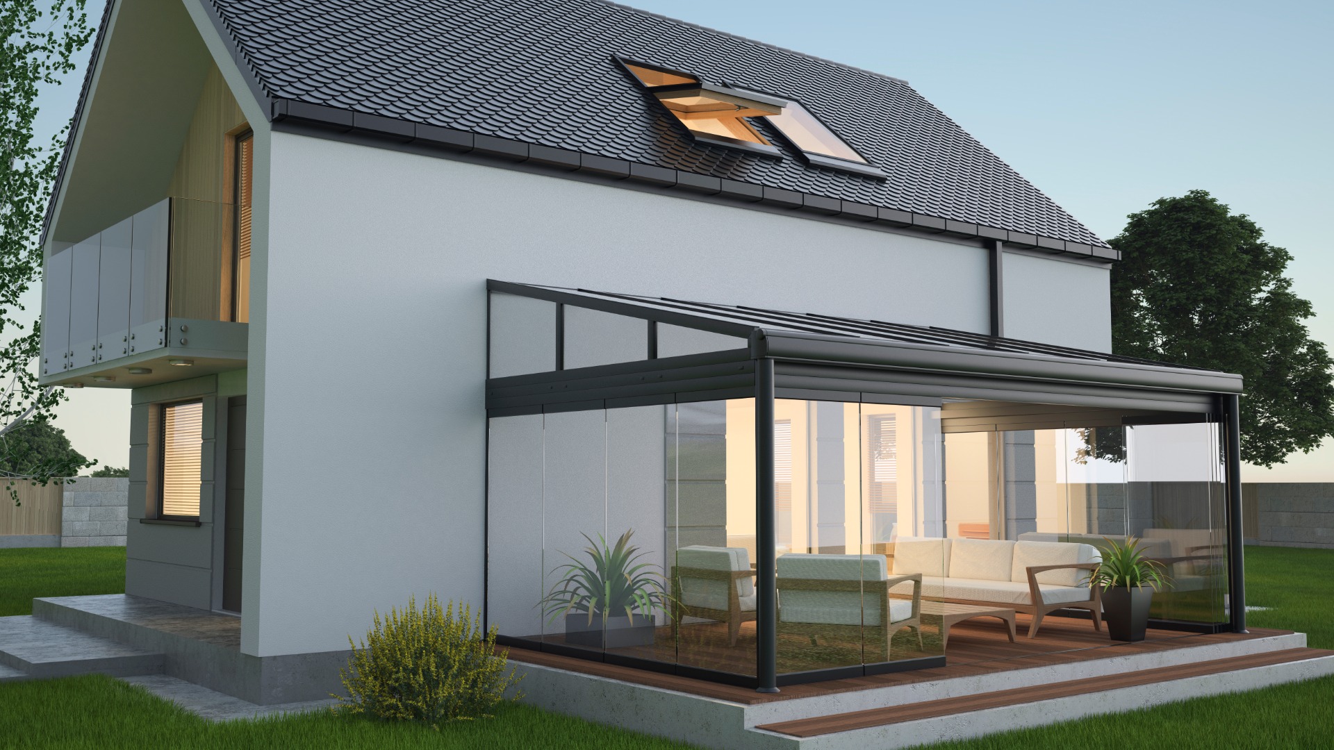 Innovative Beschattungslösungen für Glasdächer und Wintergärten, die optimalen Sonnenschutz bieten und eine komfortable Atmosphäre schaffen.